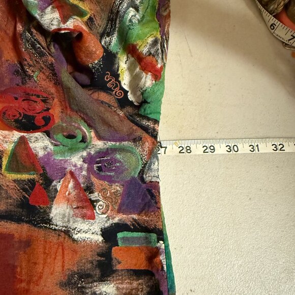 Jeri Marque Vintage Abstract Button-Up Blouse – Size 22 – Bold Multicolor Art - Picture 7 of 10
